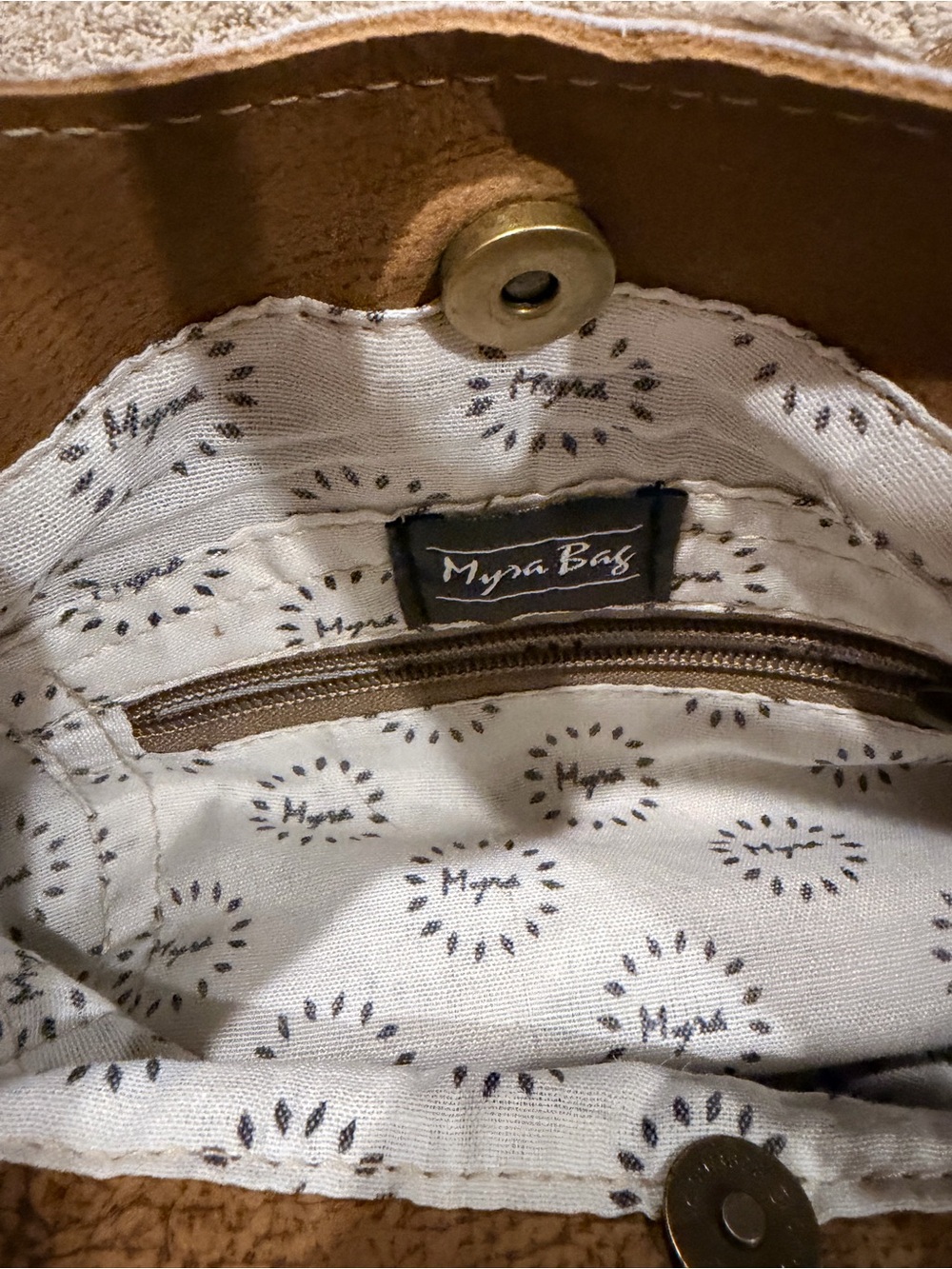 Myra Bag Blue Patterned Hairhide Trim Crossbody Card & Key Holder with Tan Strap - Picture 4 of 5